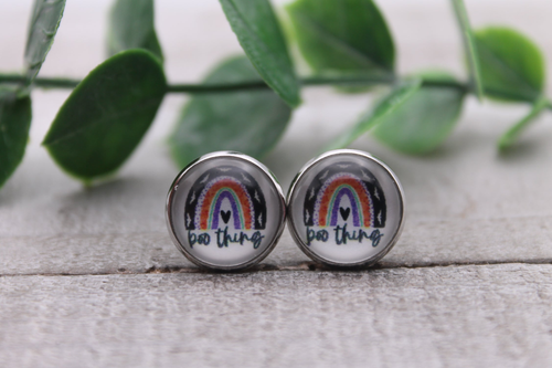Boo Thing Rainbow || Glass Stud Earrings || Hypoallergenic