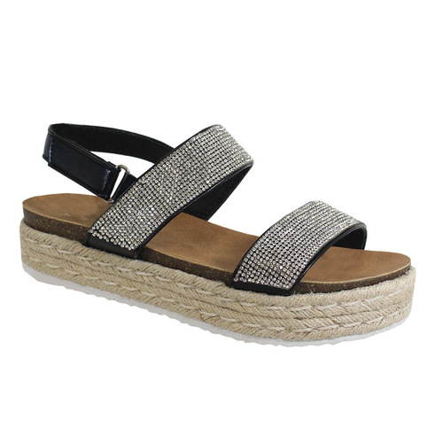 Yoki Womens CHIARA-12 Espadrille Rhinestone Sandals