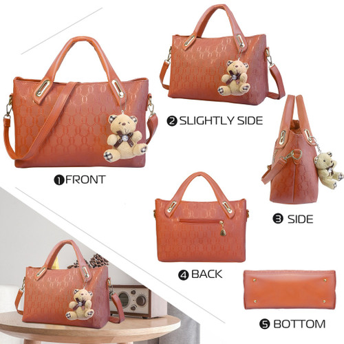 1Set/4Pcs Women Leather Handbag Lady Shoulder Bags 
