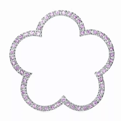 Collete Z Sterling Silver Pink Cubic Zirconia Flower Shape Necklace