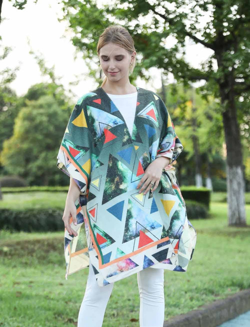 Fall/Winter Cashmere-Wool Blend Geometry Galaxy Ruana