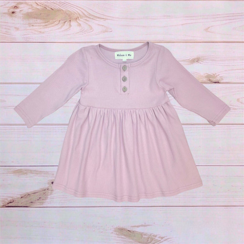 Ribbed Long Sleeve Dress (Rose)