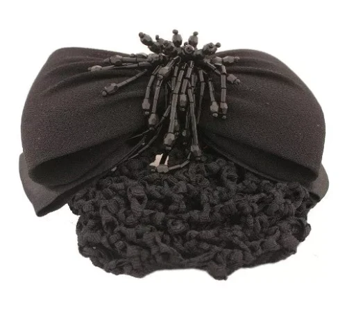 Dangling Swarovski Beads on Fabric Bow Barrette + Snood
