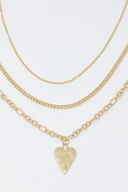 Heart Charm Layered Chain Necklace 