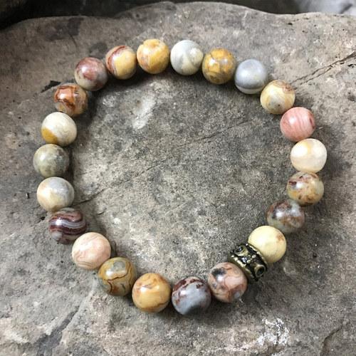 Crazy Lace Agate Bead Bracelet