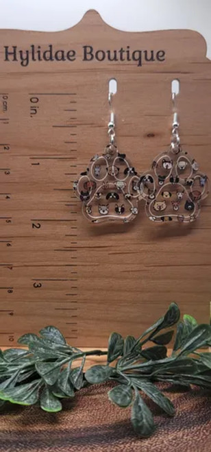 Puppy Paw Prints Dangle Earrings
