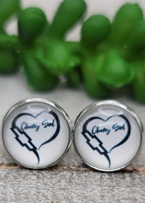 Chevy Girl || Glass Stud Earrings || Hypoallergenic