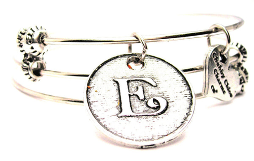 Initial E Circle Triple Style Bangle Bracelet