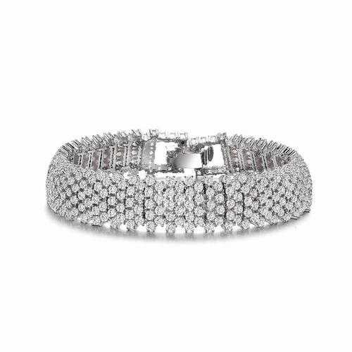 Collette Z Sterling Silver Clear Cubic Zirconia 4-row Tennis Bracelet