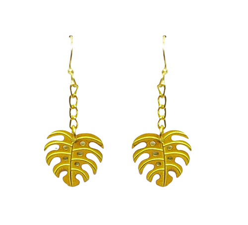 BRASS MONSTERA CHAIN DANGLE