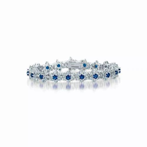 Collette Z Sterling Silver Blue Cubic Zirconia Bracelet With Clasp Closure