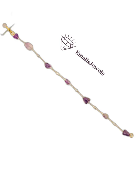 Handmade Stone Bracelets with Stainless Steel Gold overlay Chain