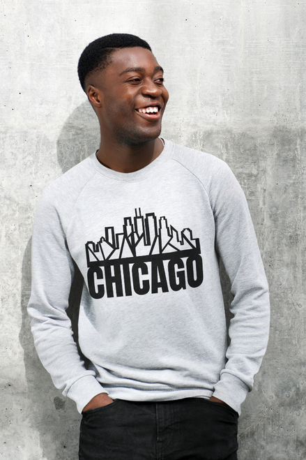 Chicago Skyline Crewneck with "Chicago" Text