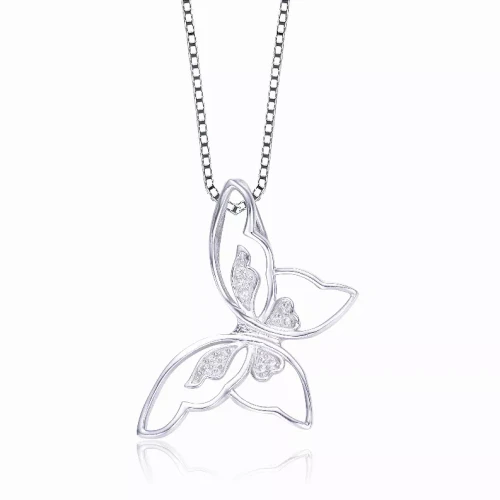 Collete Z Cubic Zirconia Sterling Silver Rhodium Plated Butterfly Pendant