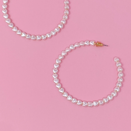 Heart Pearl Hoop Earrings