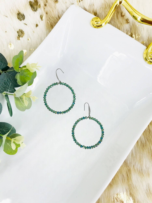 Glass Bead Hoop Earrings 
