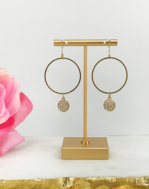 Pave Pendant & Hoop Earrings 