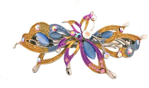 Colorful Butterfly Automatic Barrette with Swarovski Crystals