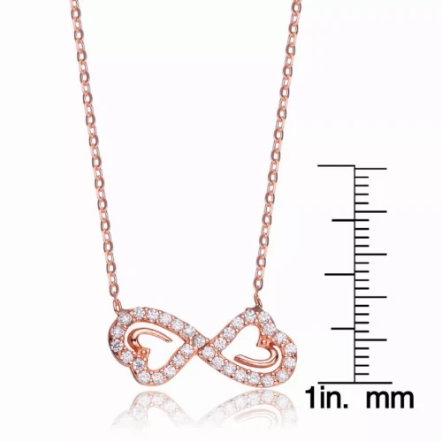 Collette Z Roseplated Sterling Silver Cubic Zirconia Double Heart Infinity Necklace