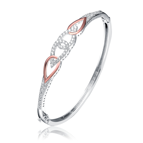 Collette Z Sterling Silver and Rose Gold Overlay Cubic Zirconia Bracelet
