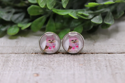 Valentine's Day Owl || Stud Earrings