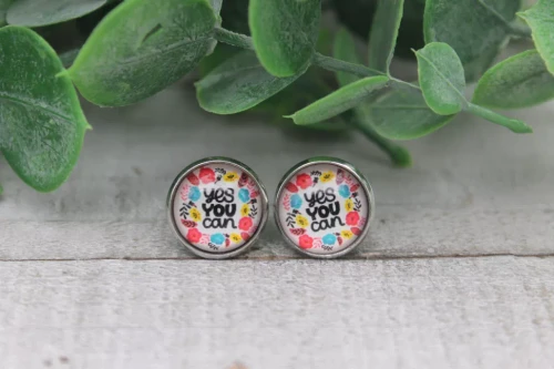 Yes You Can Floral  Glass Stud Earrings