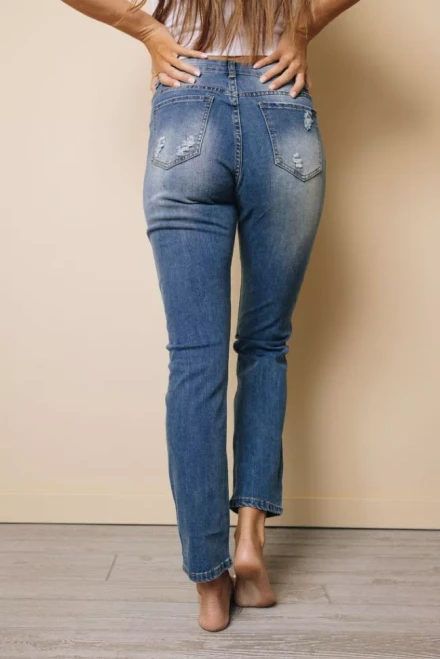 Floral Leopard Print Patchwork Distressed High Waist Jeans
