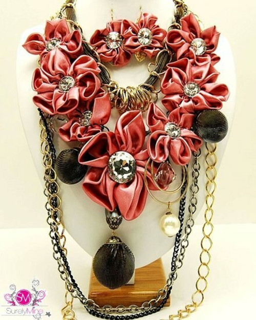 Pink Necklace and Earing Set