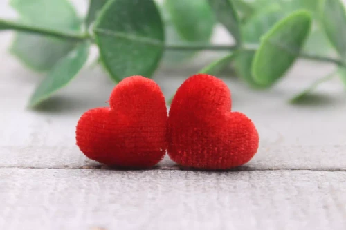 Fuzzy Hearts Wood Stud Earrings