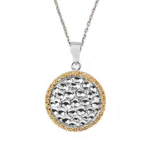 Collette Z Rhodium Plated Sterling Silver Cubic Zirconia Ball Pendant