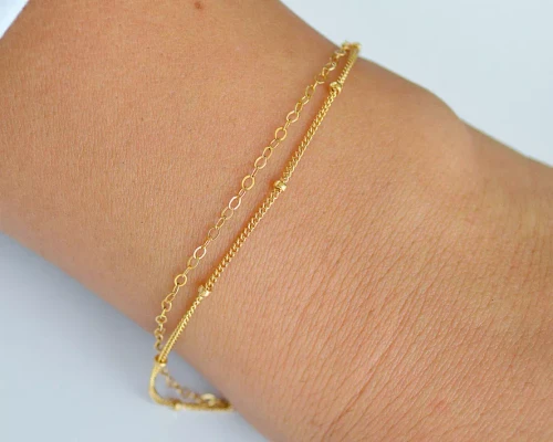 Dainty 14k Gold Filled Double Chain Bracelet
