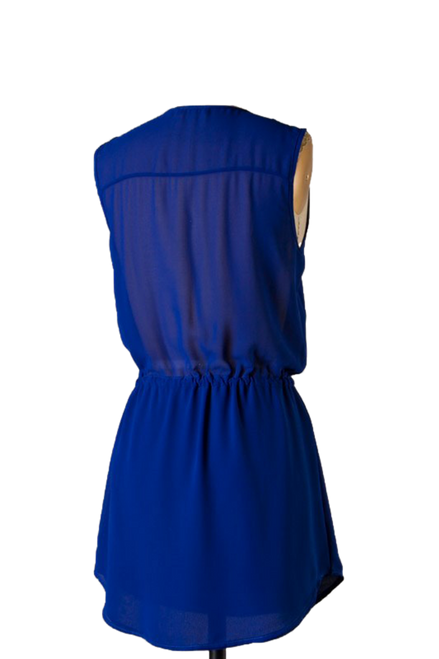Sleeveless V-cut dress with banded waist Navy