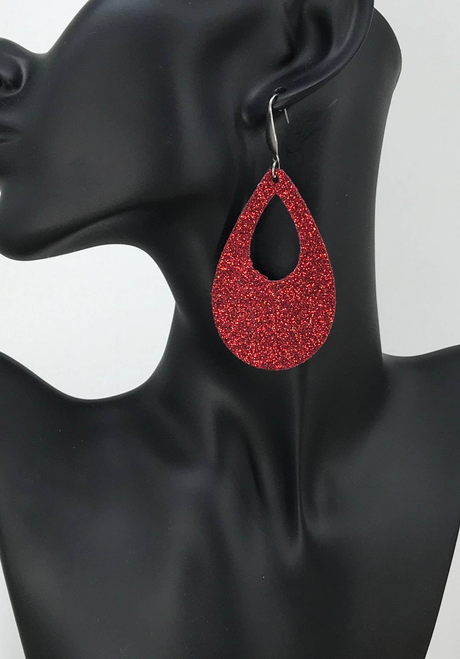 Glitter on Leather Earrings 