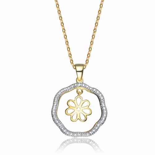 Collette Z Goldplated Sterling Silver Cubic Zirconia Flower Shape Necklace
