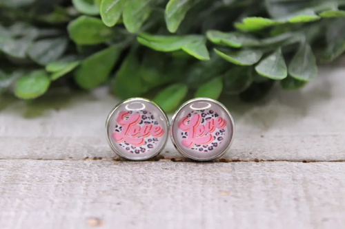 LOVE on Leopard || Stud Earrings