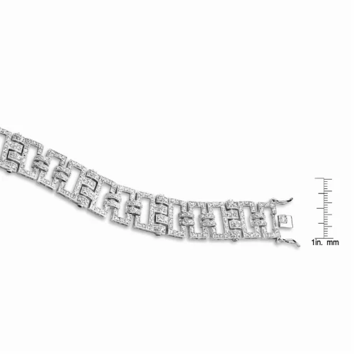 Collette Z Sterling Silver Cubic Zirconia Linked Rectangle Bracelet