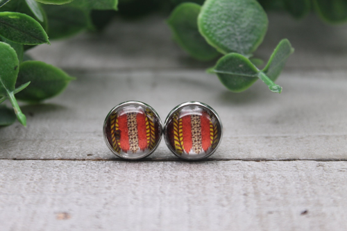 Softball Brushstrokes  Glass Stud Earrings