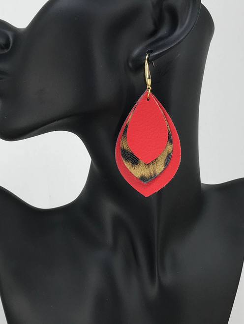 Leopard Faux Leather Earrings 
