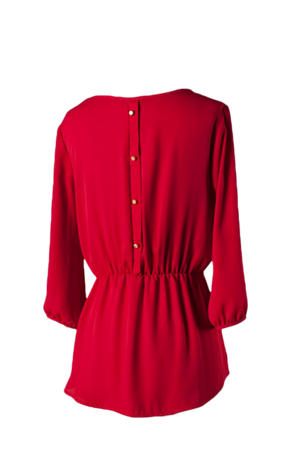 Waist Band Flow Blouse Red