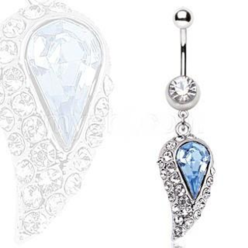 316L Surgical Steel Blue Water Drop Navel Ring