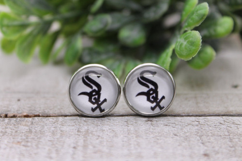 Sox Baseball || Glass Stud Earrings || Hypoallergenic