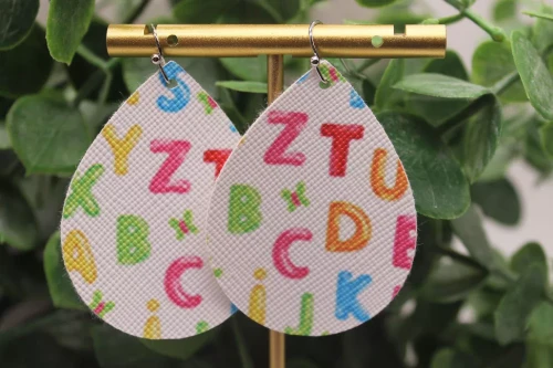 Alphabet Mini Faux Leather Earrings