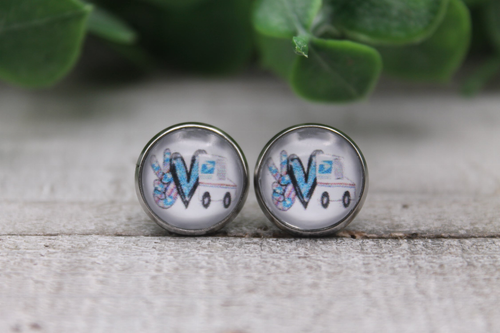 Peace Love USPS  Glass Stud Earrings