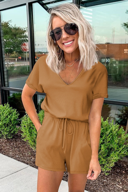 V-Neck Pocketed Knit Romper