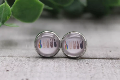 Peace  Glass Stud Earrings