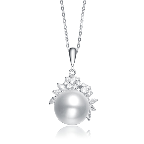 Collette Z Sterling Silver Cubic Zirconia Pearl Necklace