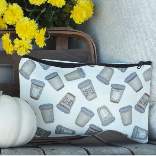Distressed Pumpkin Spice Coffee Cup Zipper Pouch