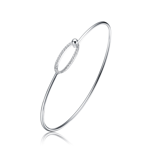 Collette Z Sterling Silver Cubic Zirconia Oval Clasp Bracelet