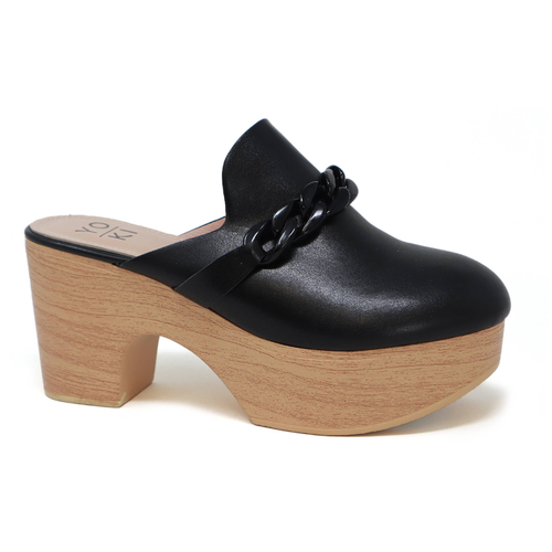 YOKI SHAREEL Womens Clog Heels Wood with chain Sandal