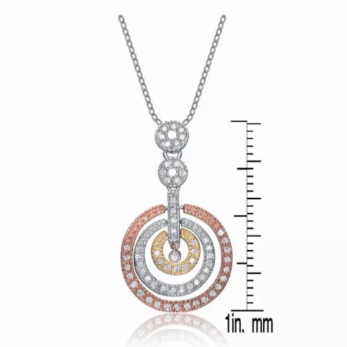 Collette Z Sterling Silver Cubic Zirconia and White Orange and Red Cubic Zirconia Pendant
